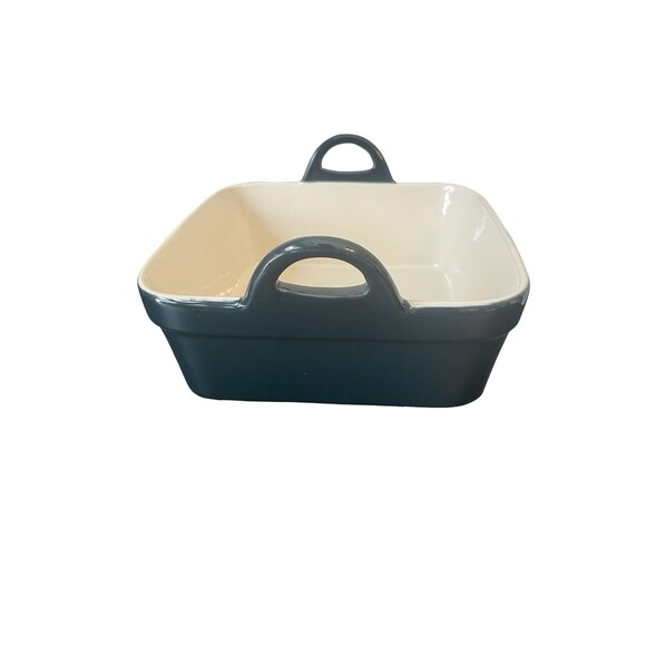 World Market Green Ceramic Bakeware Dish with Handles blue square - Picture 8 of 12